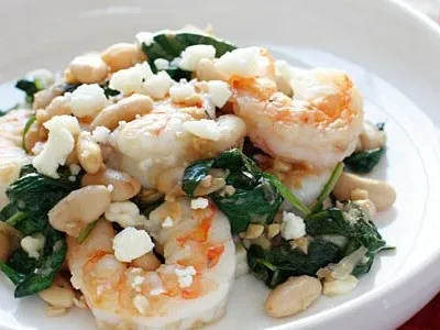 Shrimp With Tuscan White Beans With Spinach And Feta