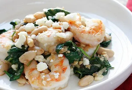 Shrimp With Tuscan White Beans With Spinach And Feta