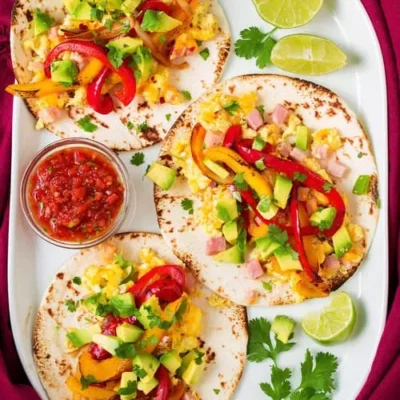 Sizzling Egg And Guacamole Breakfast Fajitas With A Spicy Twist