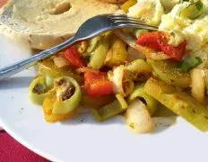Sizzling Green Tomato Stir-Fry With Onions And Peppers