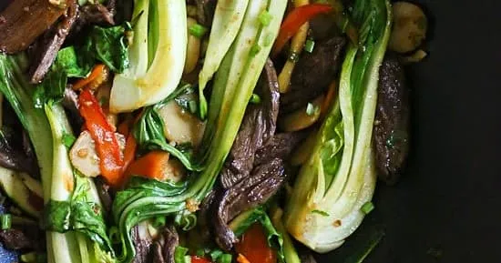 Skirt Steak, Baby Bok Choy And Zucchini Stir-Fry