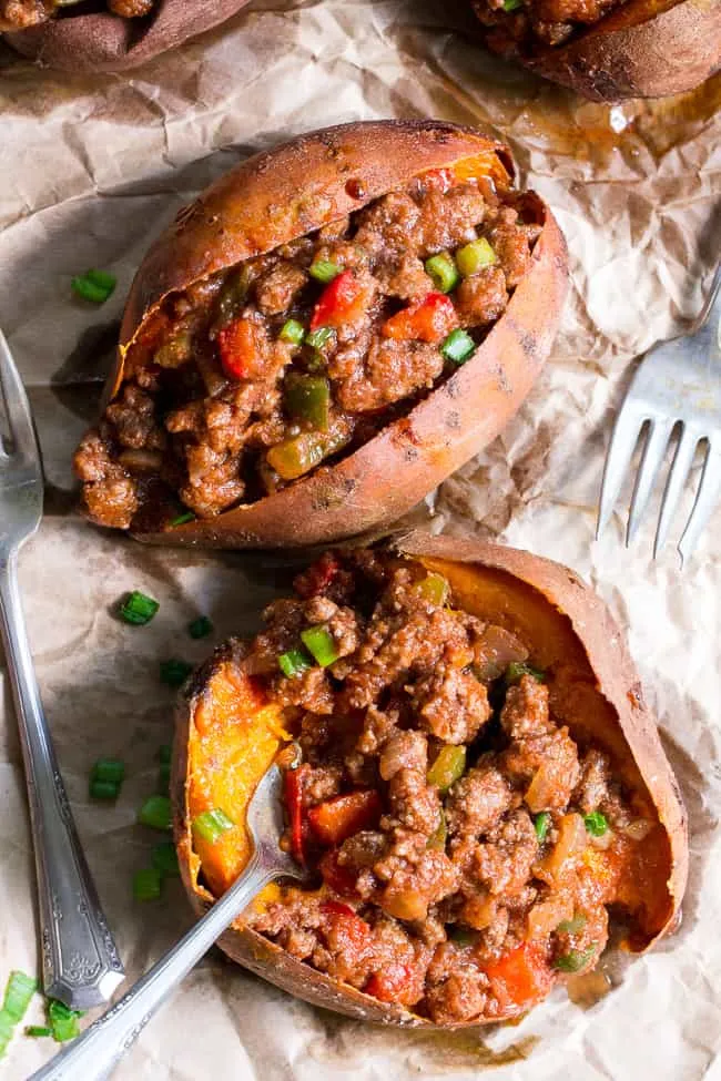 Sloppy Joes Baked Sweet Potatoes