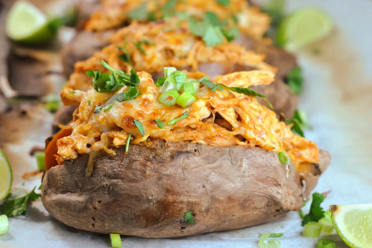 Slow Cooker Chicken Enchilada Stuffed Sweet Potatoes