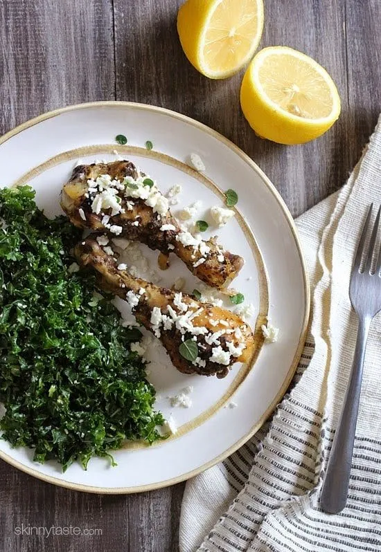 Slow Cooker Lemon Feta Chicken Drumsticks