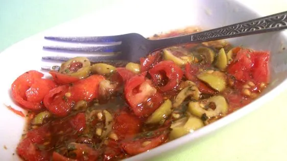 Smashed Tomato And Olive Salad