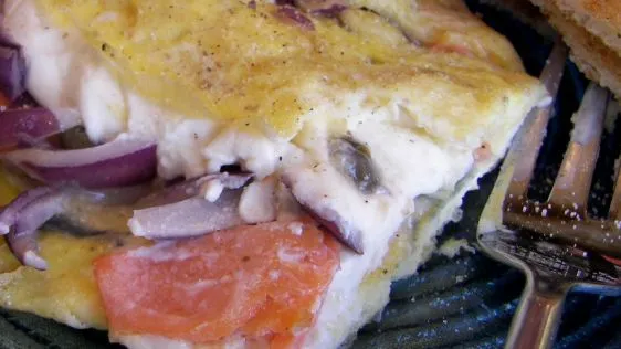 Smoked Salmon Omelet With Red Onions And