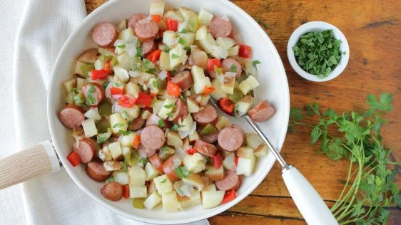 Smoked Sausage, Taters, Peppers And Onions