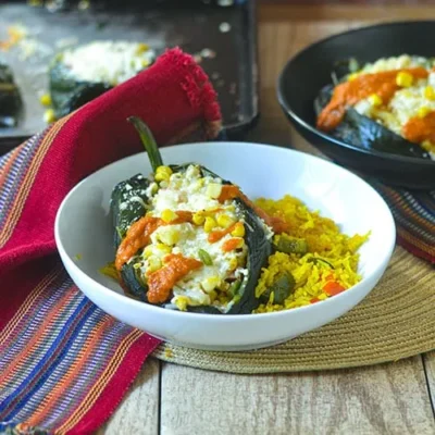 Smoky Spiced Rice &Amp; Corn-Stuffed Poblano Peppers Recipe