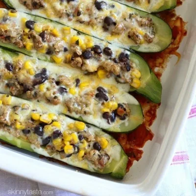 Southwestern Turkey Stuffed Zucchini Boats