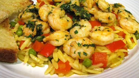 Spanish Shrimp and Orzo: A Mediterranean Sunset Delight