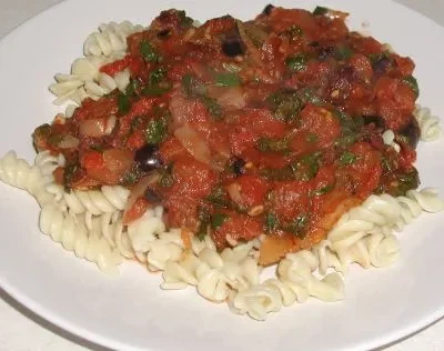 Spicy Tomato Sauce With Spinach And Olives