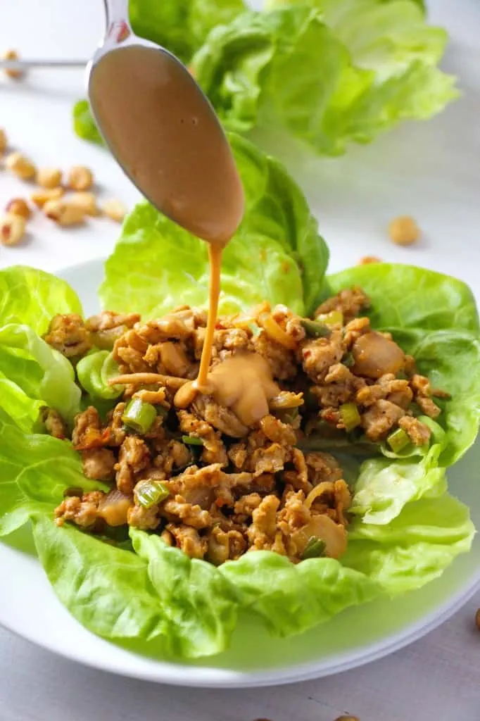 Thai-Inspired Peanut Chicken Lettuce Wraps