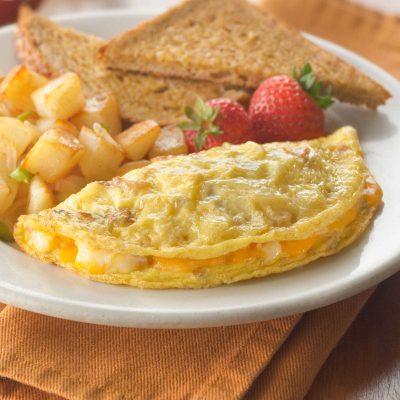 A Bacon Cheddar Western Omelette With