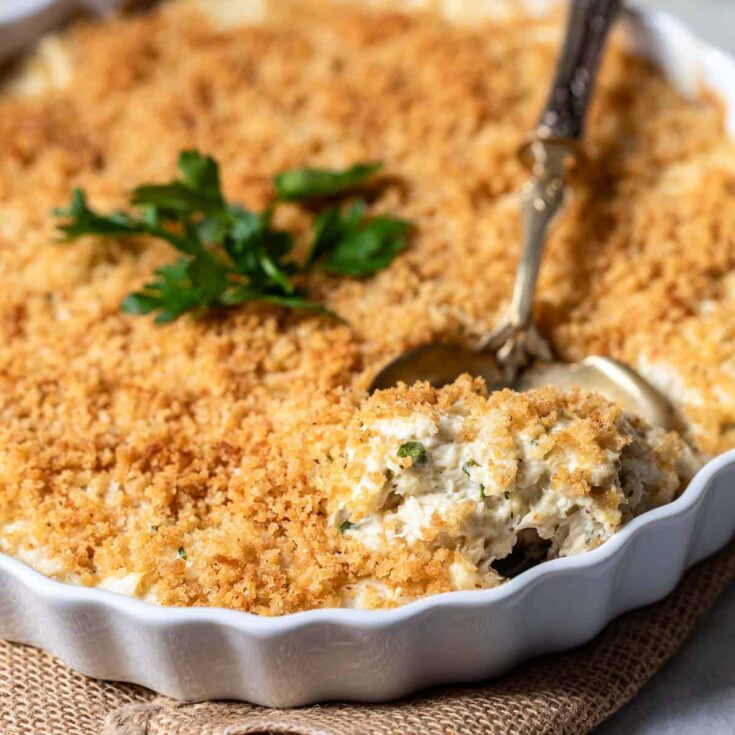 A quick crab dish from the Caribbean. The other option is to put grated cheese on top instead of or in addition to the breadcrumbs. You can add more spices if you like it spicier ie. cayenne