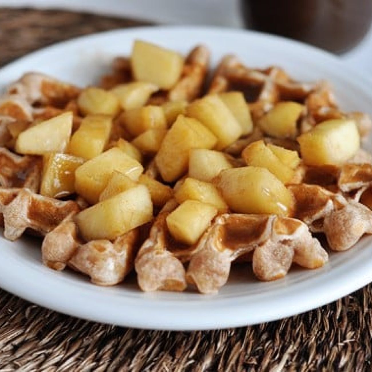 Apple Waffles With Cinnamon Syrup