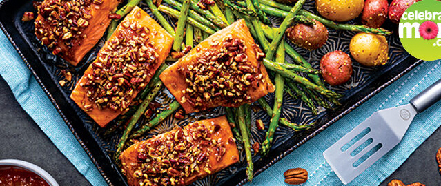 Apricot-Ginger Glazed Walnut-Crusted Salmon Bites