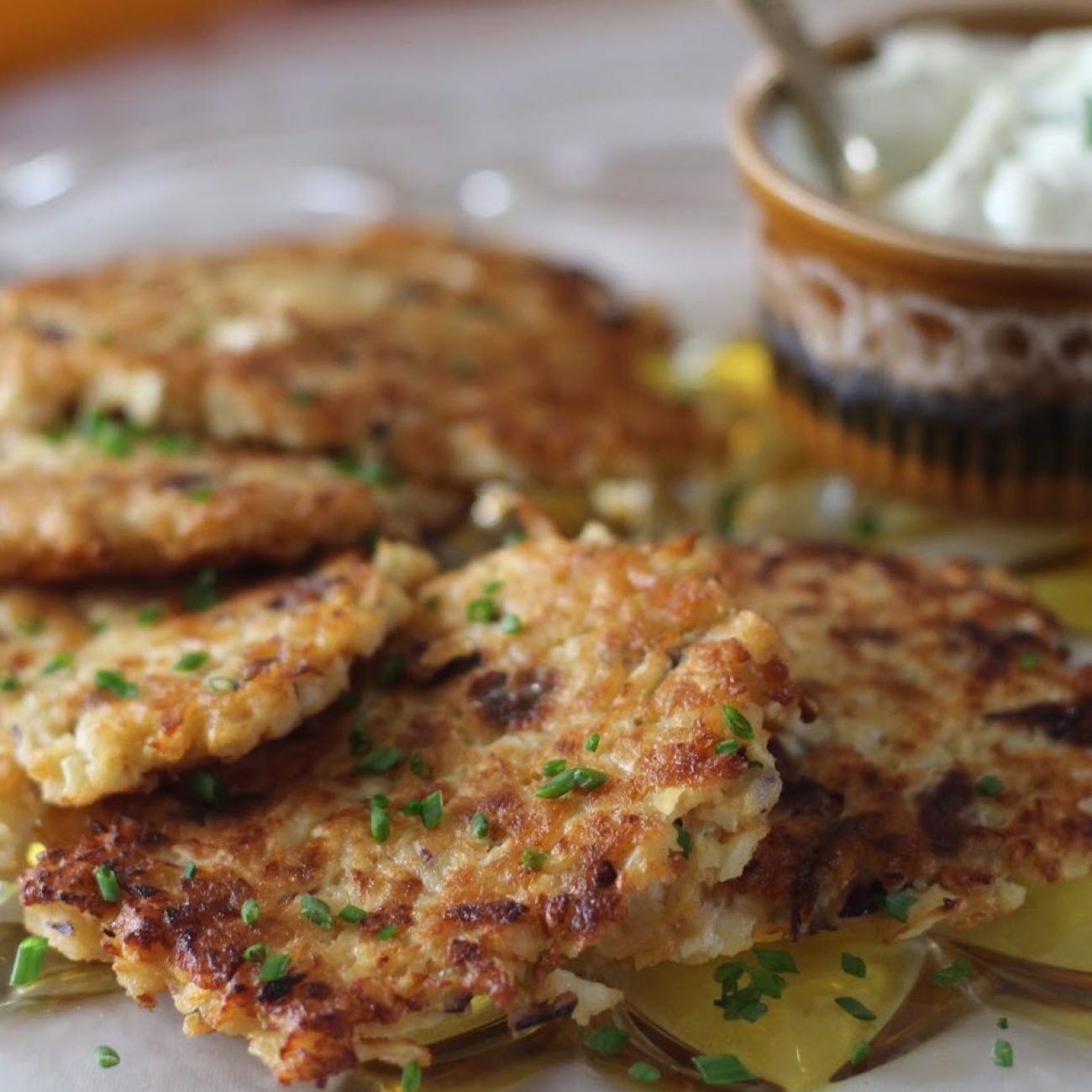 Asian Latkes With Gingered Sour Cream