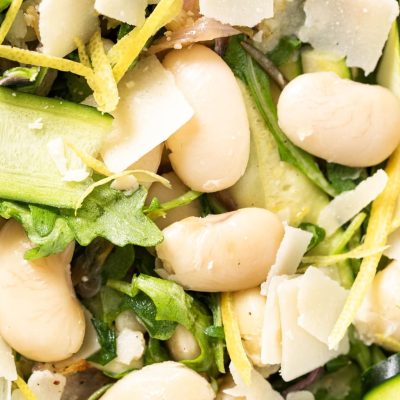 Baby Greens And Garlicky White Bean Salad