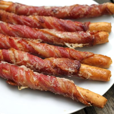 Bacon Wrapped Sesame Breadsticks