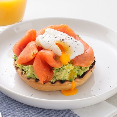 Bagels With Avocado Spread &Amp; Smoked Salmon