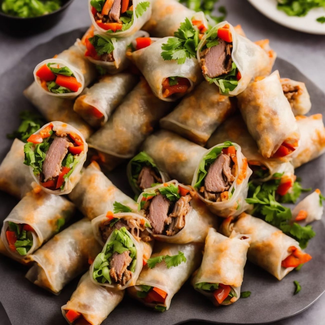 Baked Pork Spring Rolls