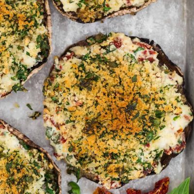 Baked Portobello Caps With Melted Goat