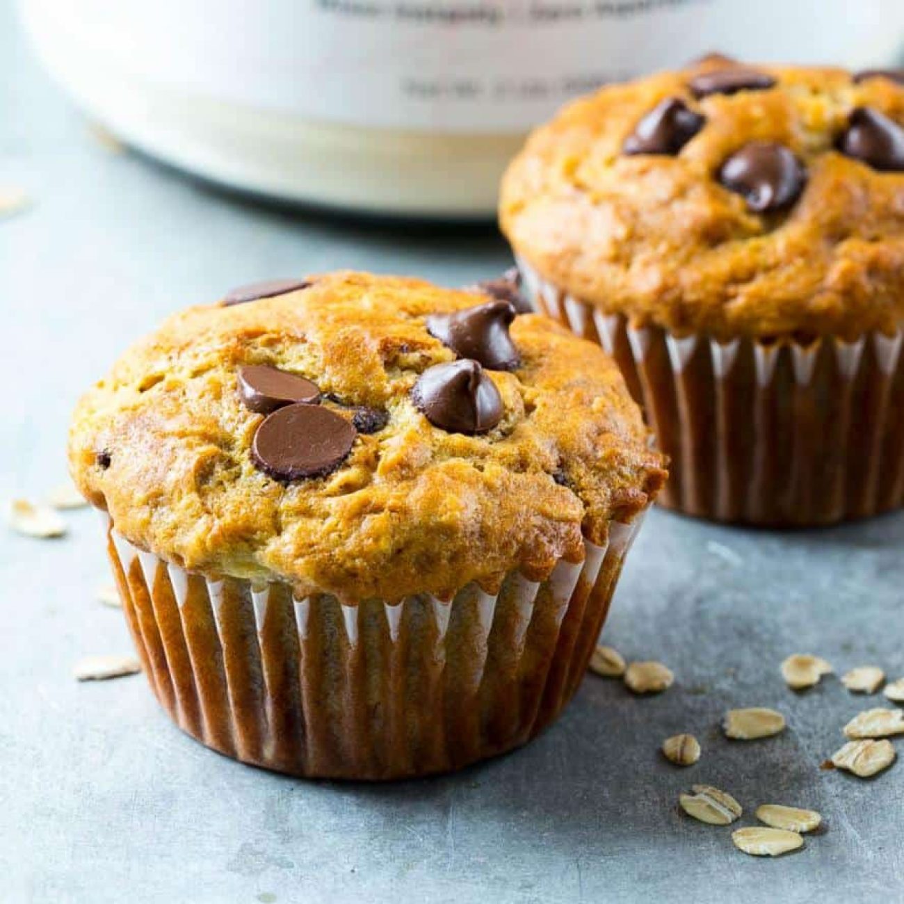 Banana Chocolate Chip Oatmeal Muffins