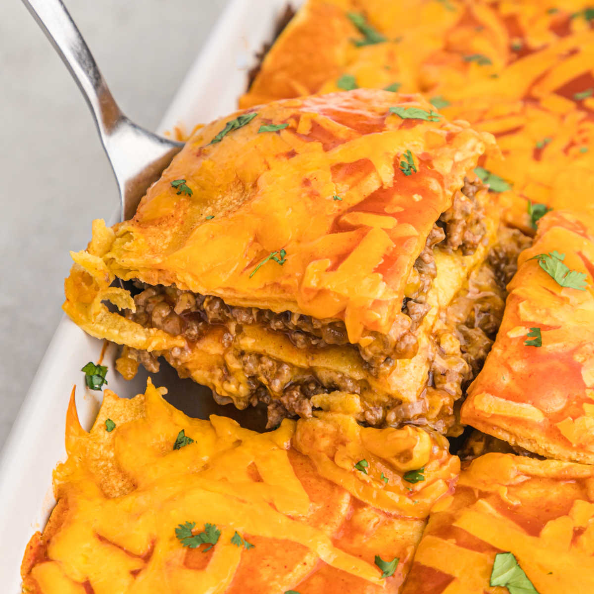 Beef And Bean Enchilada Casserole