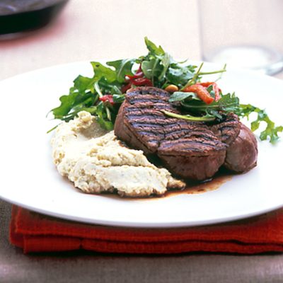 Beef Tenderloin With Artichoke Puree On Rye