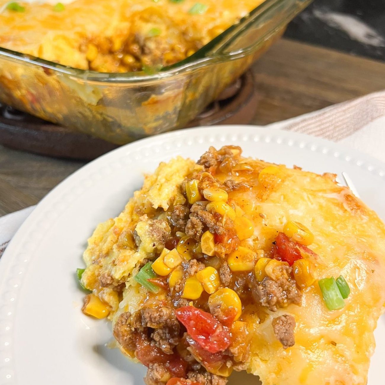 Beefy Mexican Cornbread Casserole