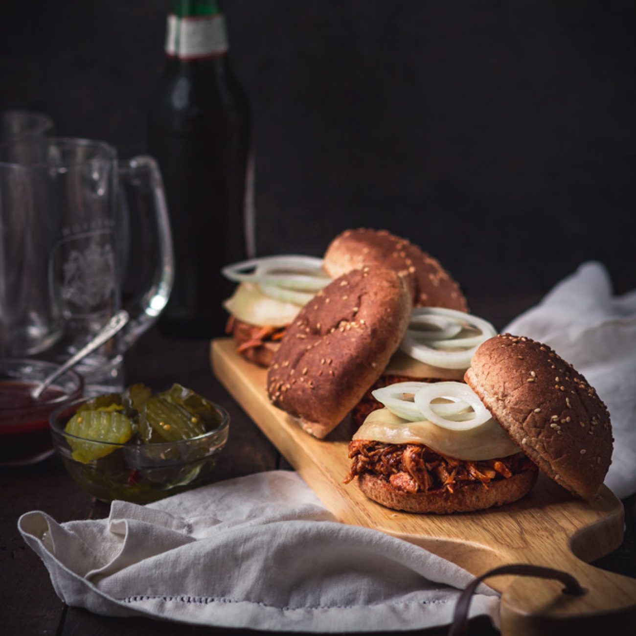 Beer-Infused Whiskey BBQ Chicken Sliders Recipe