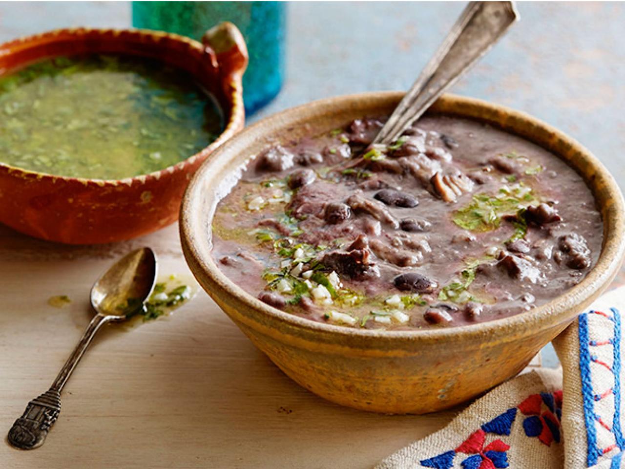 Black Bean Soup With Marinated Rice