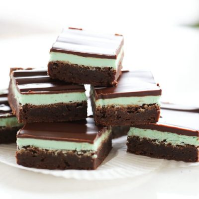 Brownies With A Chocolate Glaze And Mint