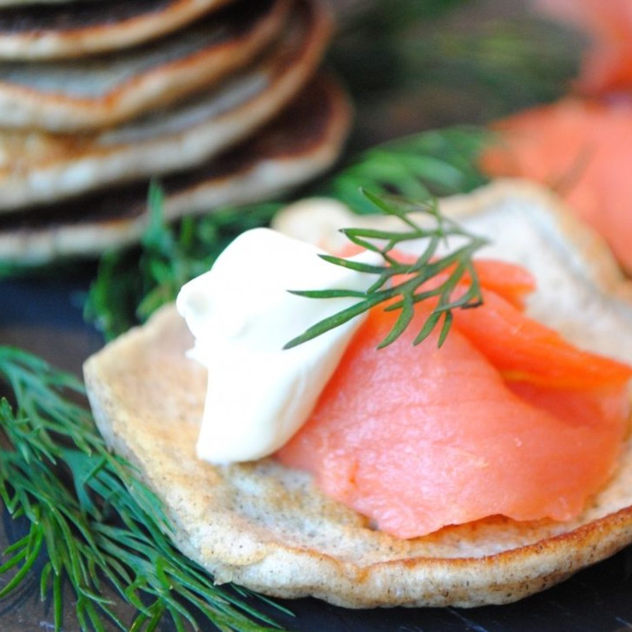 Buckwheat Cheddar Blini With Smoked