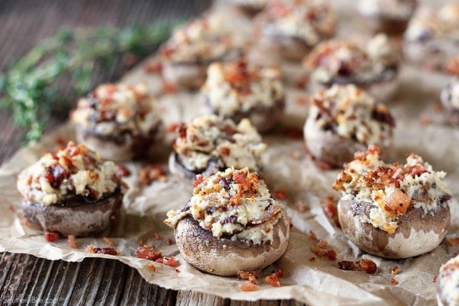 Canadian Bacon- Stuffed Mushrooms