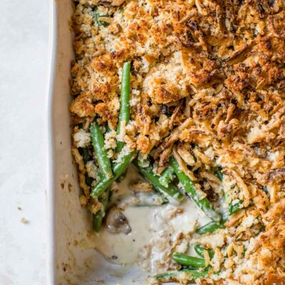 Cheddar-Pecan Green Bean Casserole