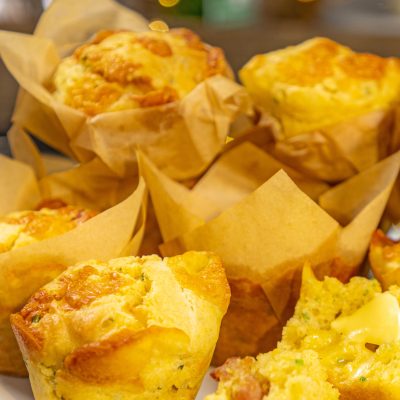 Cheese And Chives Muffins With A Gooey