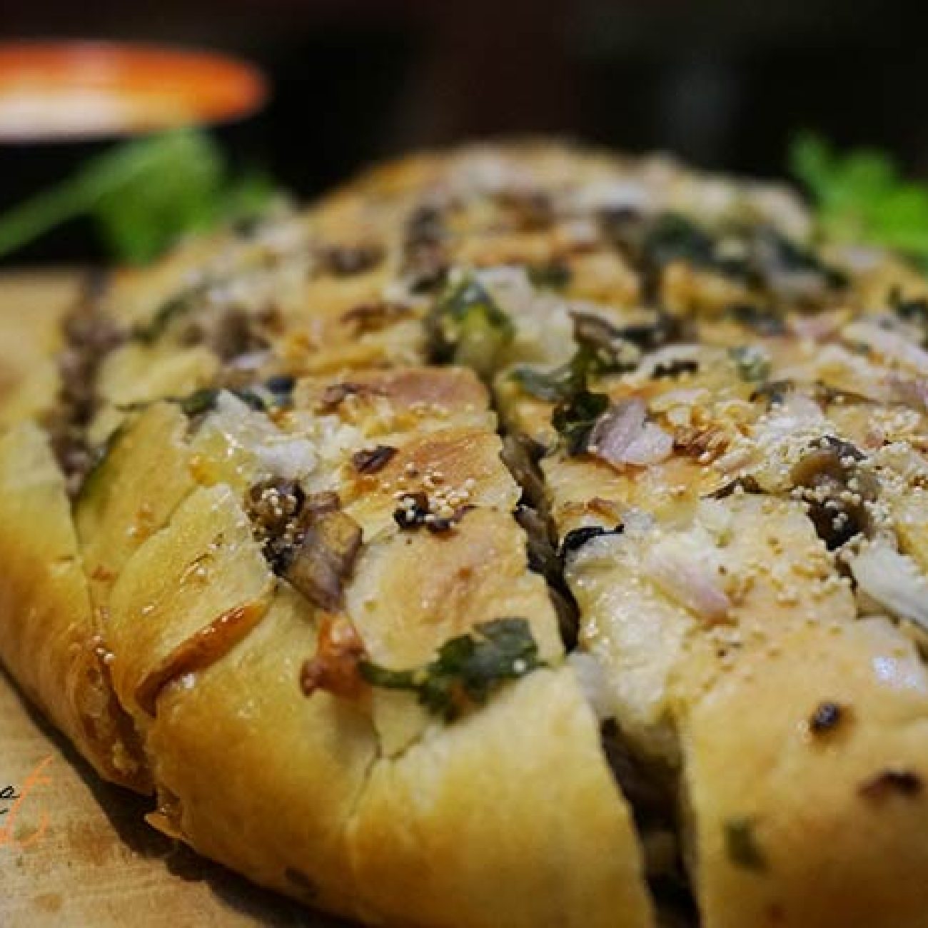 Cheese N Mushroom Pull Apart Bread