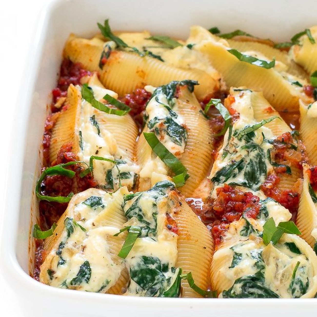 Cheese & Spinach Stuffed Jumbo Pasta Shells Recipe