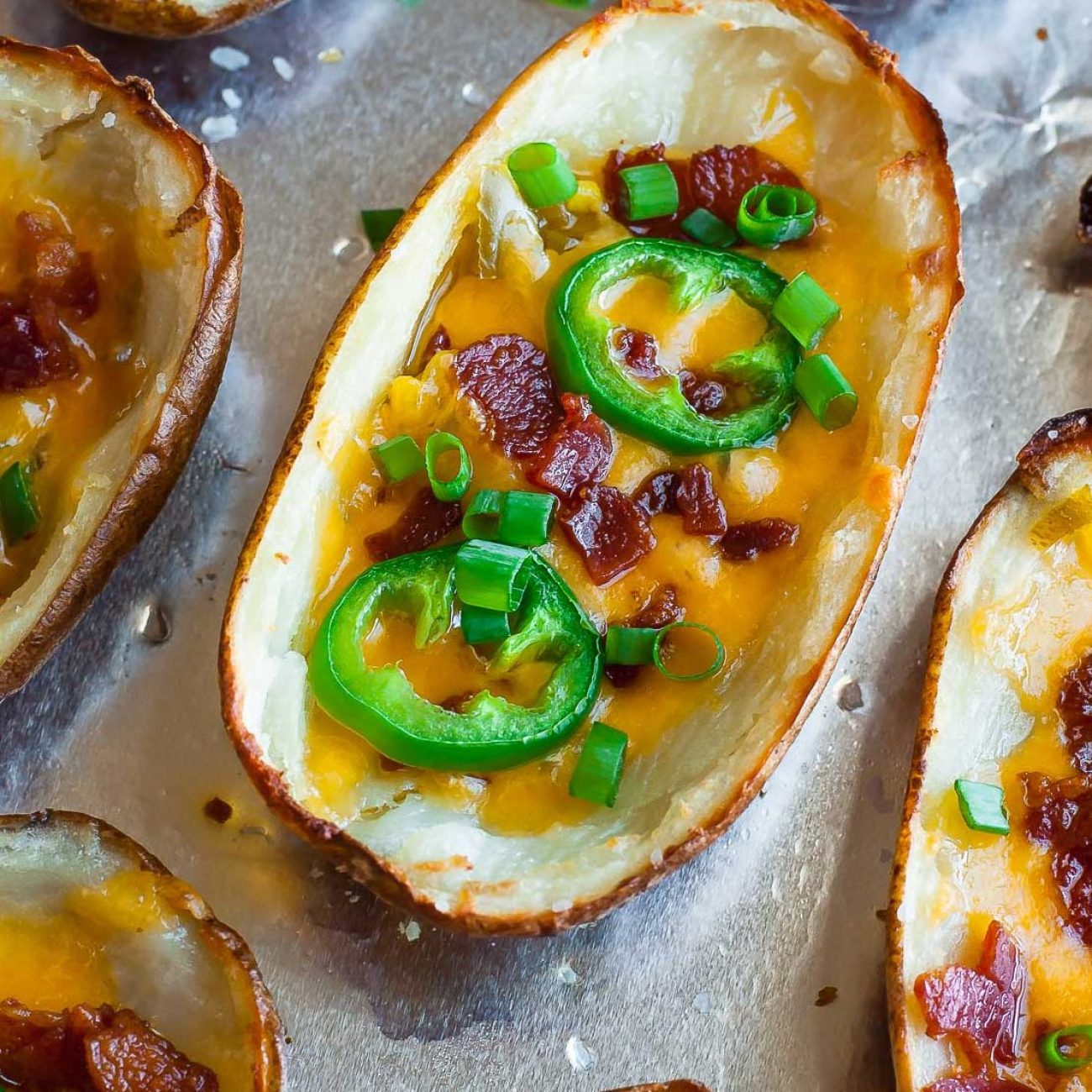 Cheesty Potato Skins With Black Beans And Salsa