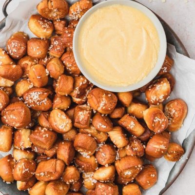 Cheesy Mustard Dipped Soft Baked Pretzels Recipe