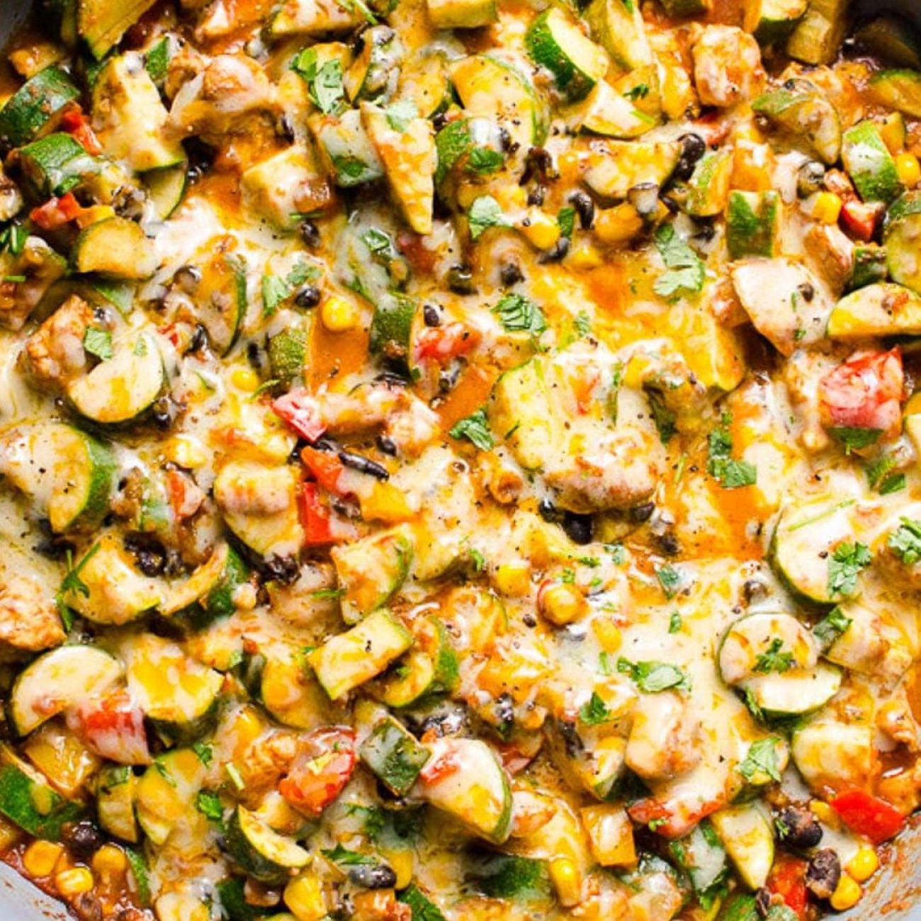 Cheesy Tex-Mex Zucchini and Corn Bake