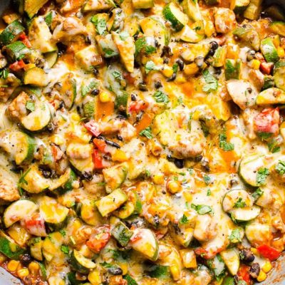 Cheesy Tex-Mex Zucchini And Corn Bake