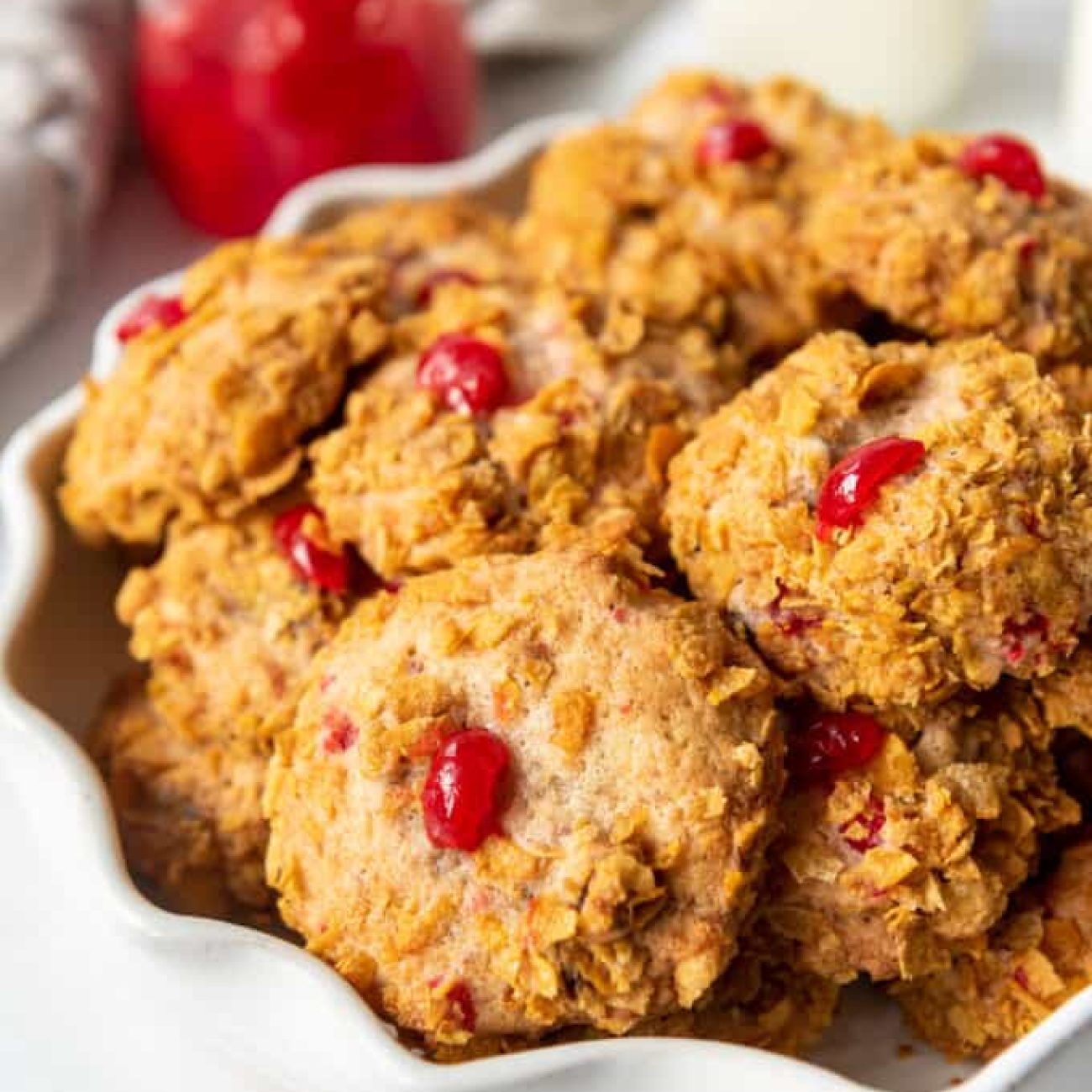 Cherry Chip Cornflake Cookies