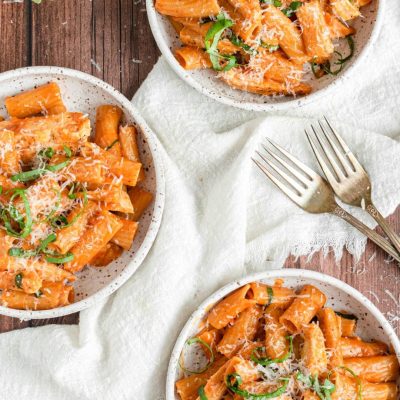 Chicken Breasts Over Rigatoni With