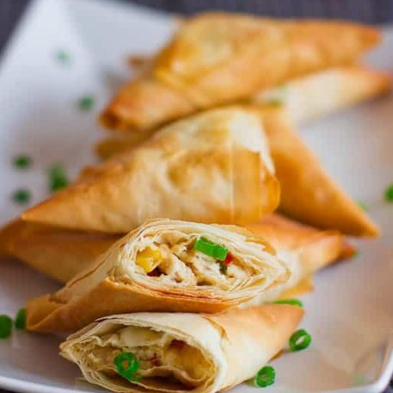 Chicken, Corn & Leek Filo Rolls