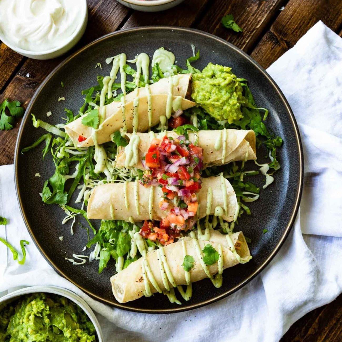 Chicken Flautas With Chunky Guacamole