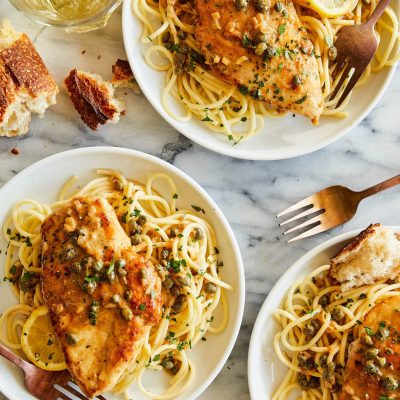 Chicken, Pasta And Veggies In A Lemon Wine