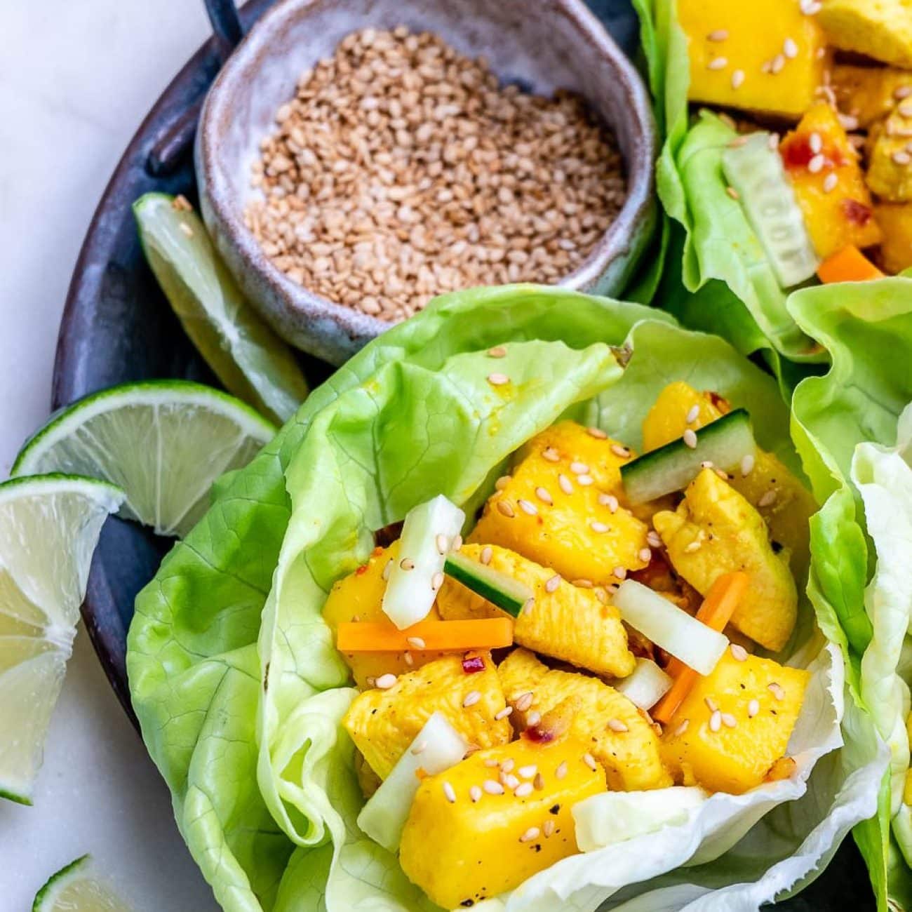 Chicken, Rice And Mango Lettuce Wraps