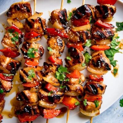 Chicken Sesame Kabobs With Salad